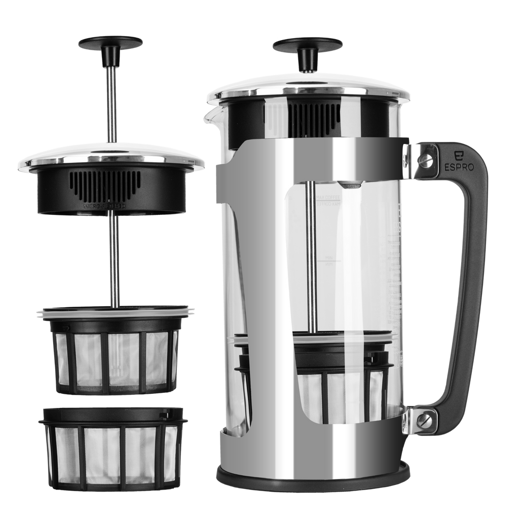 P5 French Press Coffee Maker - Polished Stainless Steel Cage