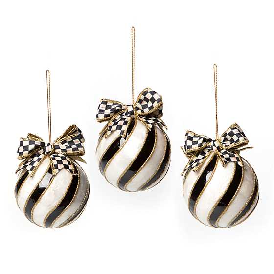 Striped Swirl Capiz Ornaments, Set of 3