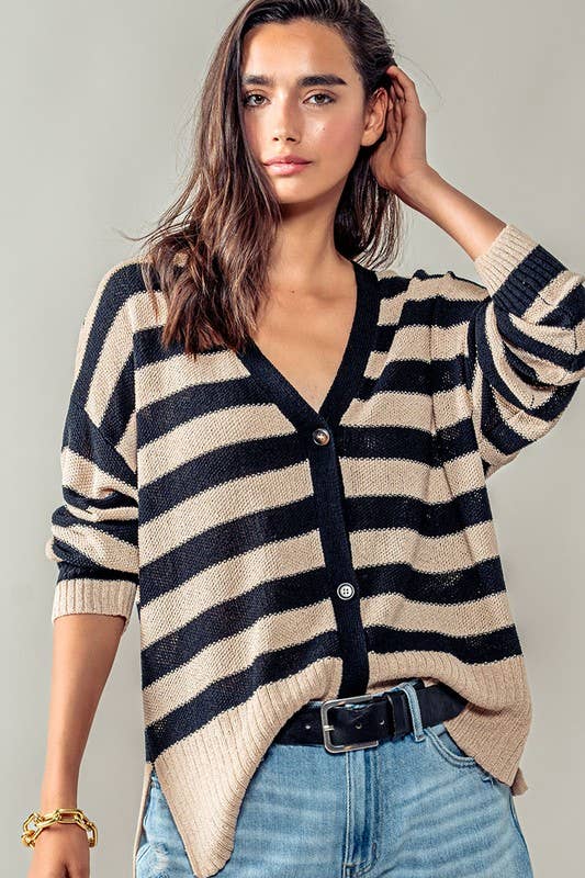 Cozy and Free Striped Cardigan