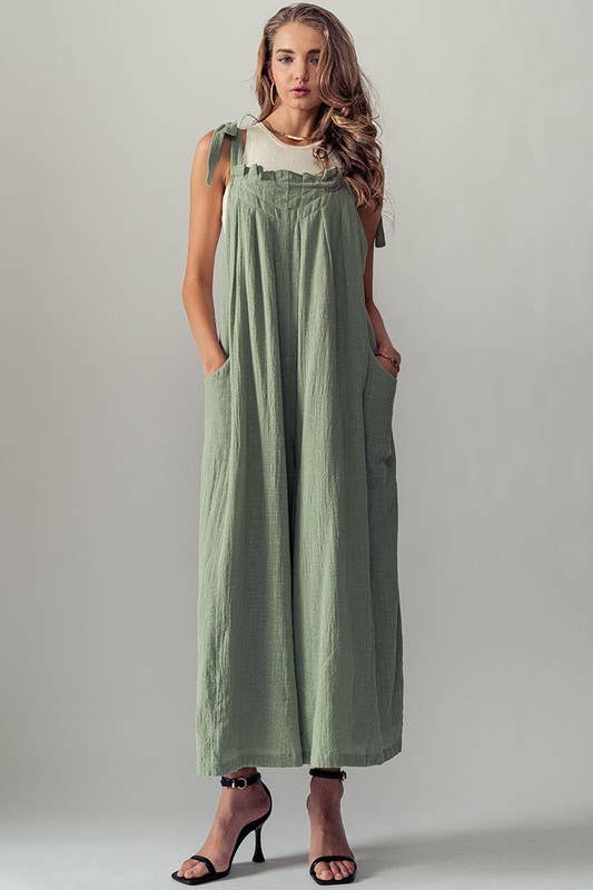 TIE STRAPS WIDE LEG JUMPSUIT