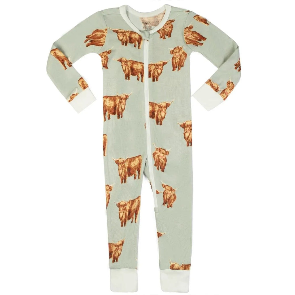 Highland Cow Bamboo Zipper Pajama