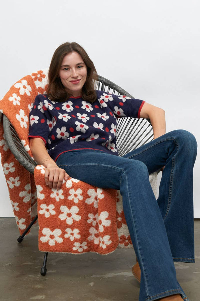 Floral Knit Cropped Sweater