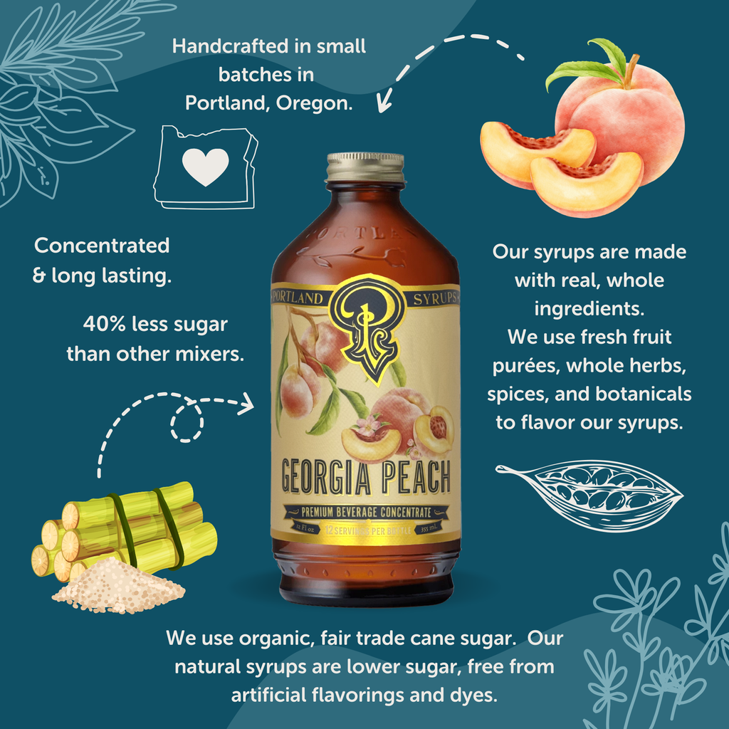 Georgia Peach Syrup 12oz - cocktail / mocktail / Coffee /Tea