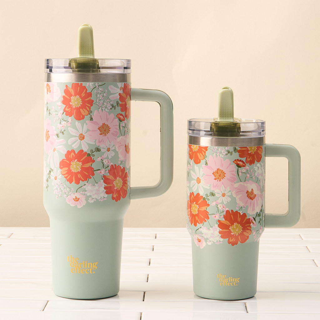 20 oz Lifestyle Flip Straw Tumbler-Bouquet Beauty Sage