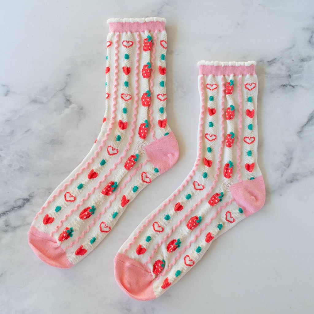 Retro Strawberry Casual Socks