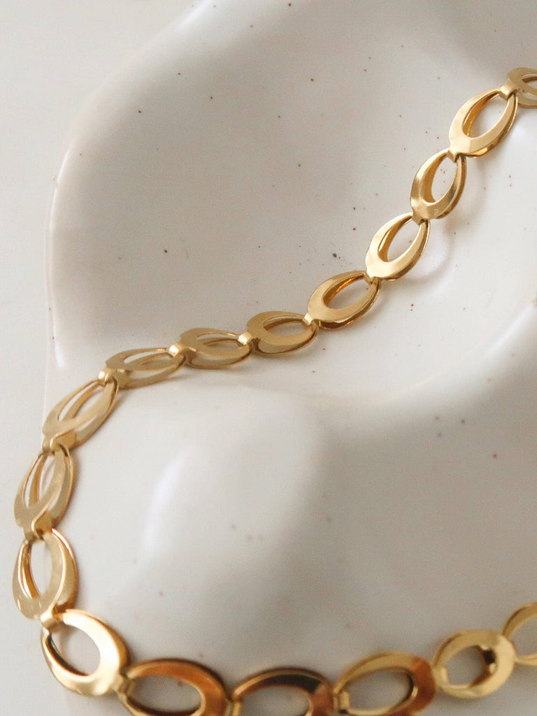Thessaly 18K Gold Non-Tarnish Oval Link Chain Necklace