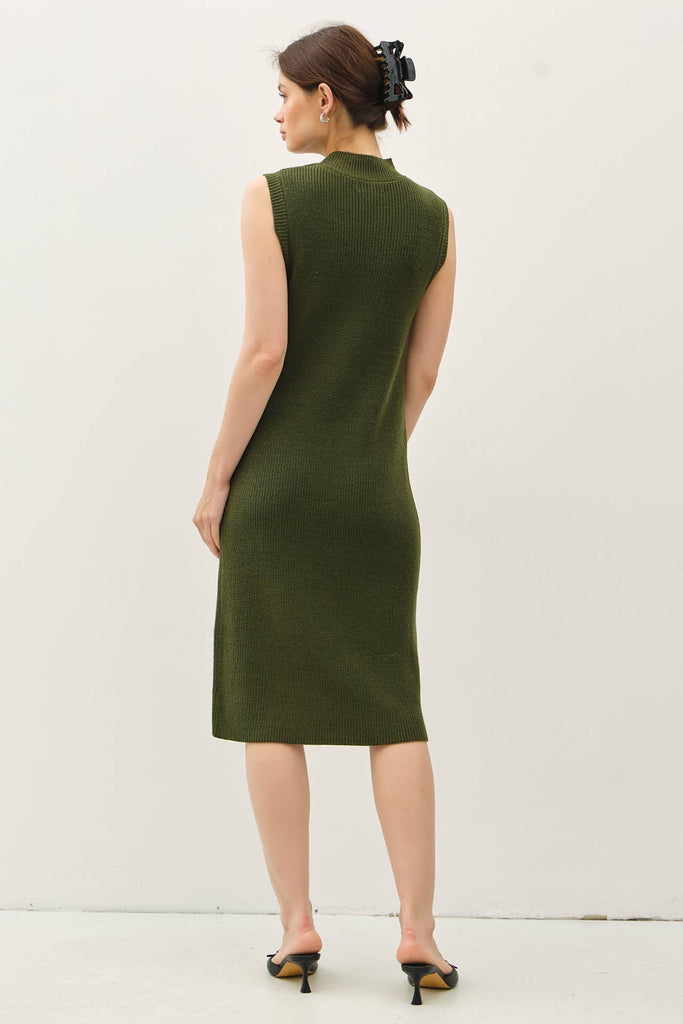 SLEEVELESS MOCK NECK SWEATER DRESS