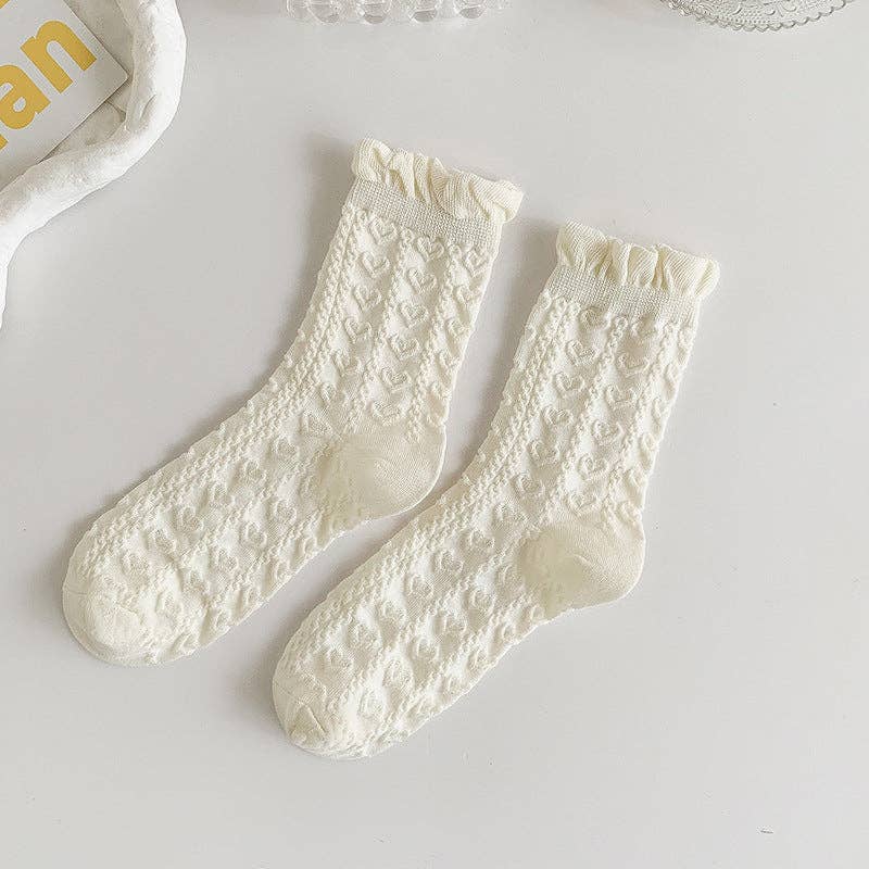 Rufia - White Rolled Edge Socks for Women