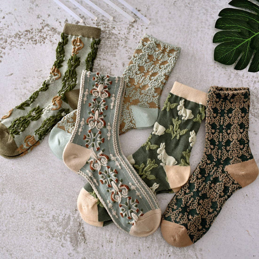 Rufia - Retro Embossed Women's Socks