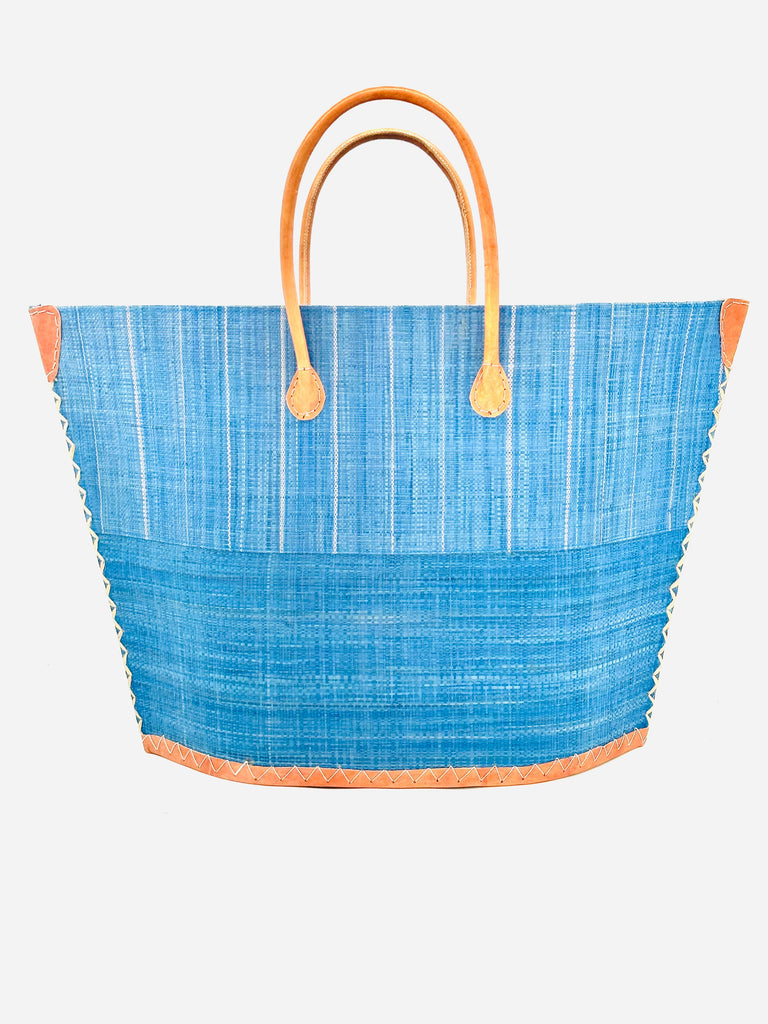 Santa Cruz Two Tone Pinstripes Large Straw Tote Bag