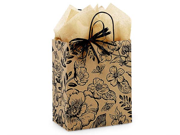 Timeless Floral Kraft Paper Gift Bags