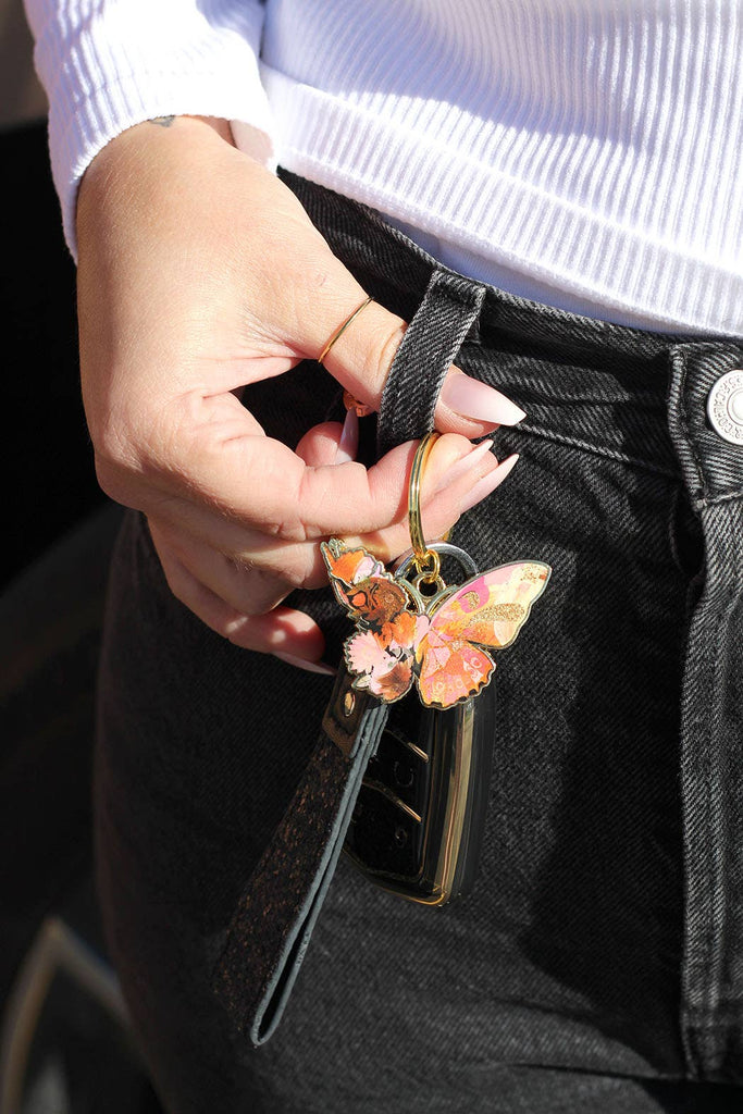 Monarch Butterfly, Cute Gold Enamel Keychain and Bag Charm