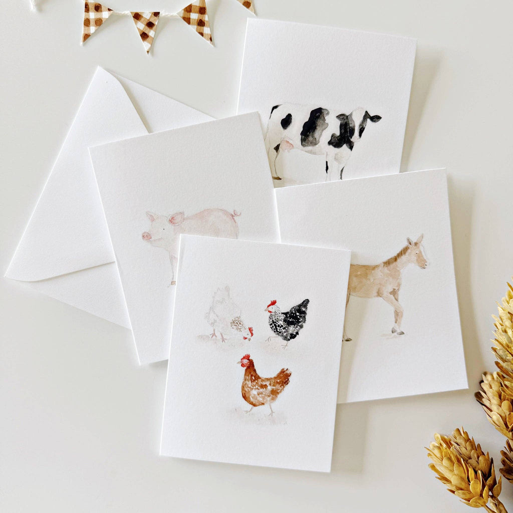Farm animals assorted notecard set