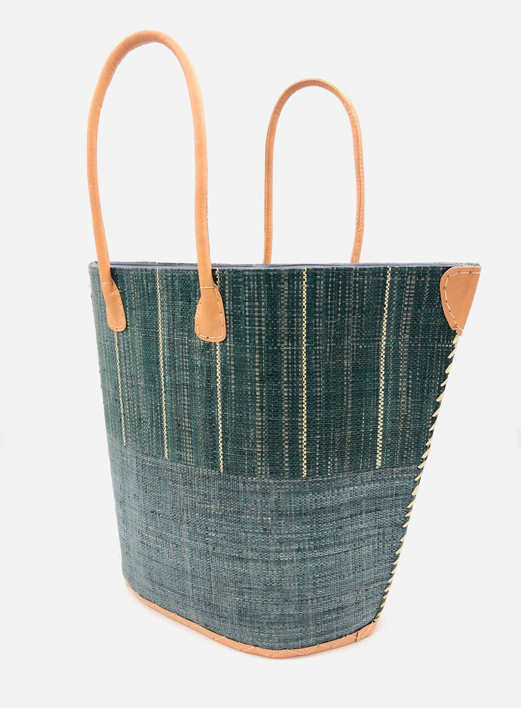 Santa Cruz Two Tone Pinstripes Large Straw Tote Bag