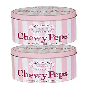 The Original Chewy Peps Peppermint Gift Tin, Handcrafted Premium Old-Fashioned Candy