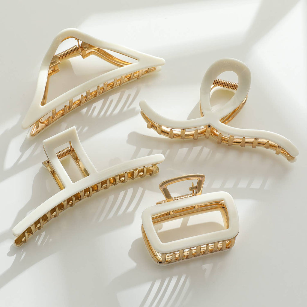 Vera | Ivory Gold Metal Assorted Claw Clips