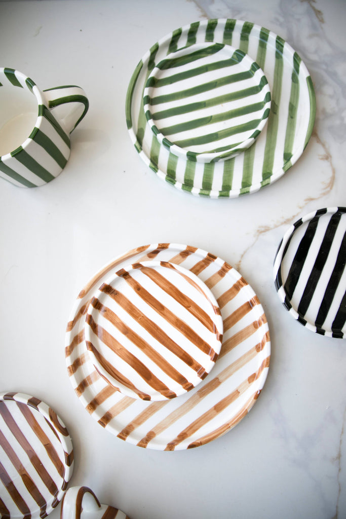 green Striped Plates