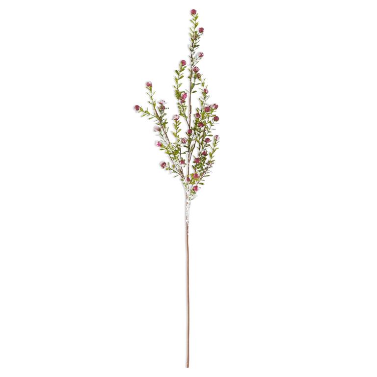 30 Inch Glittered Snowy Red Berry Leaf Stem