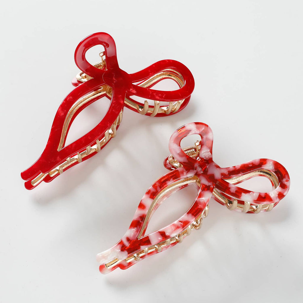 Sabrina VDay | Large Ribbon Metal Bow Claw Clip