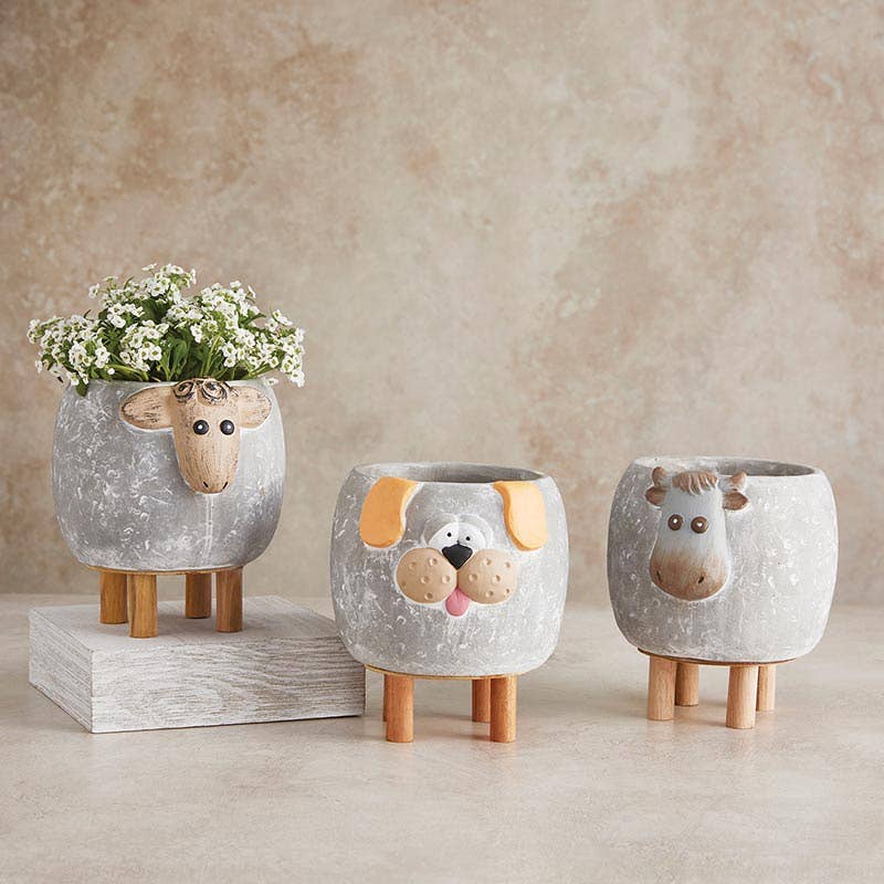 Wood Leg Dog Pot