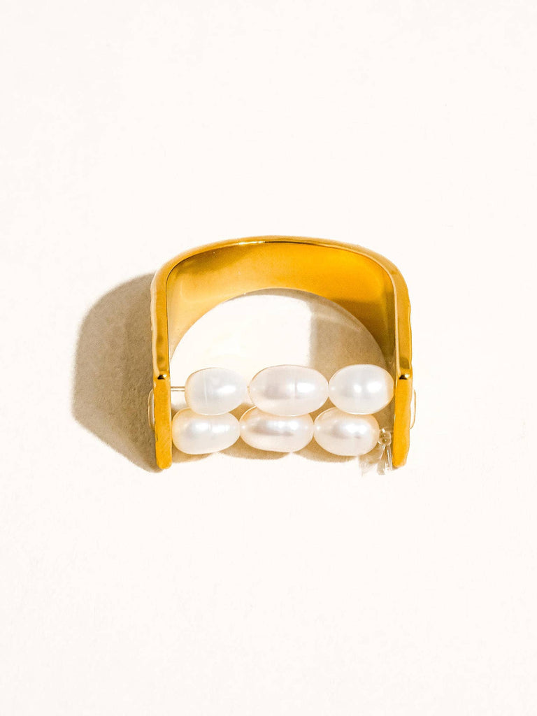 Romane 18K Gold Non-Tarnish Beaded Pearl Ring