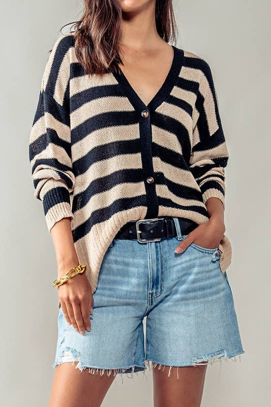 Cozy and Free Striped Cardigan