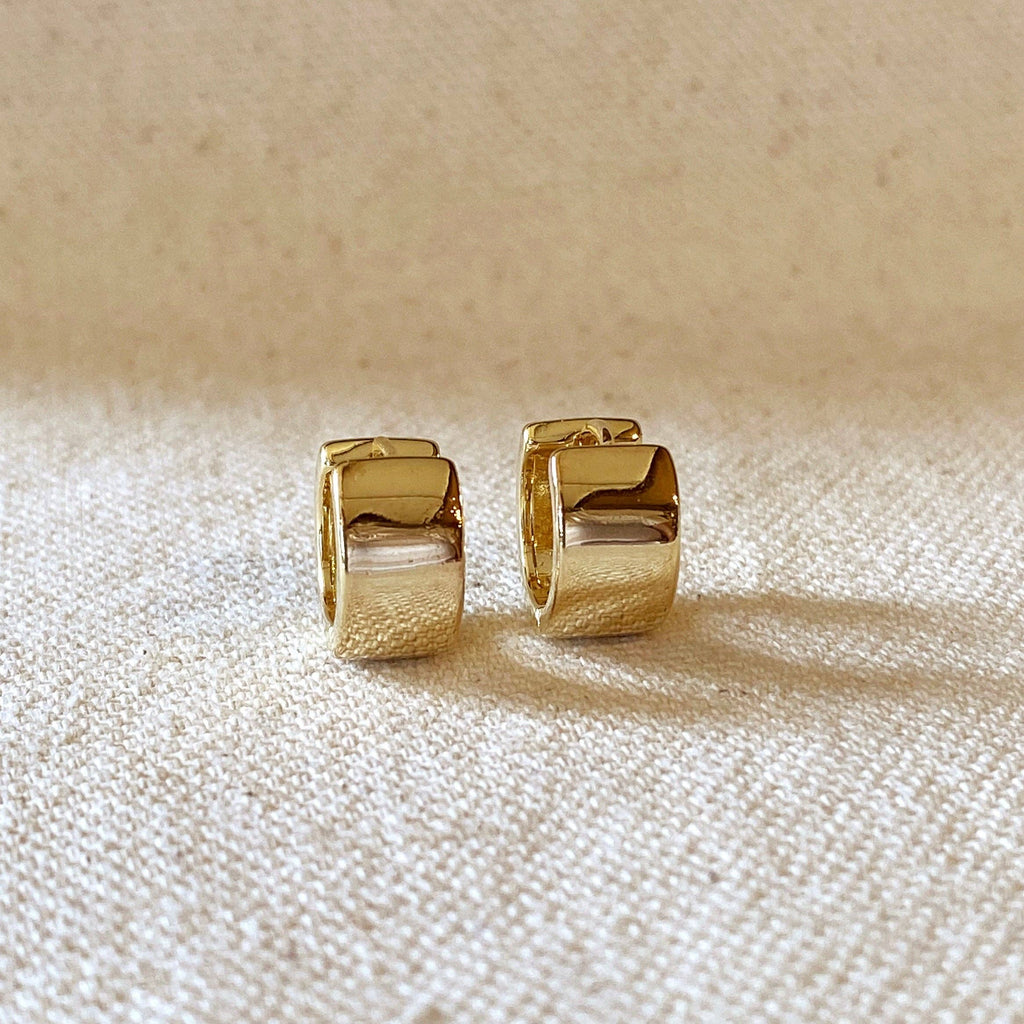 18 kg Gold Chunky Flat Clicker Hoop Earrings