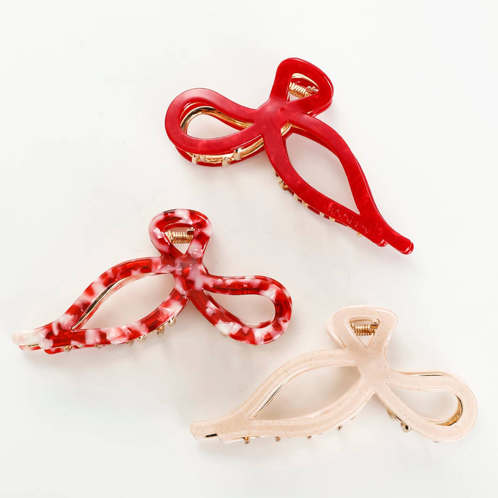 Sabrina VDay | Large Ribbon Metal Bow Claw Clip