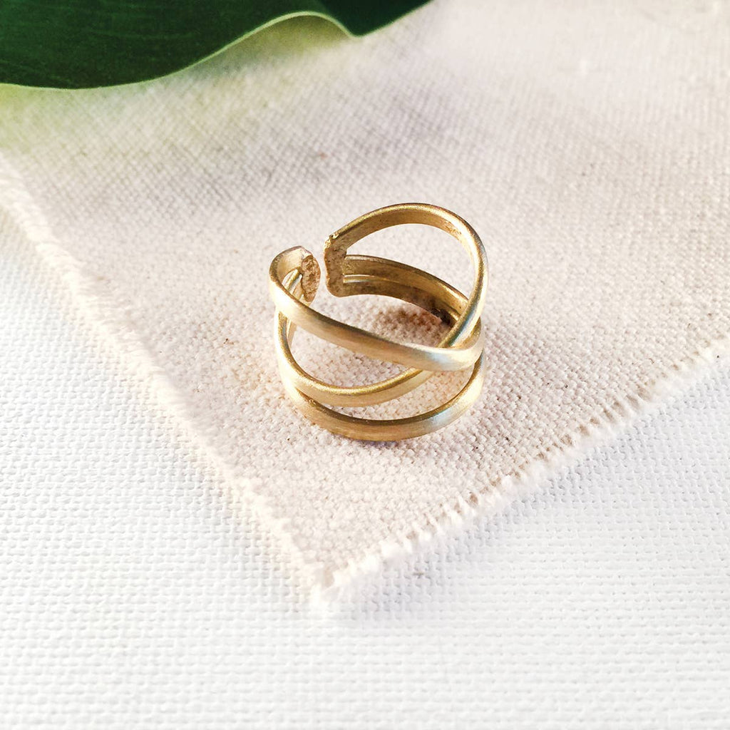 Linear X Ring - Gold