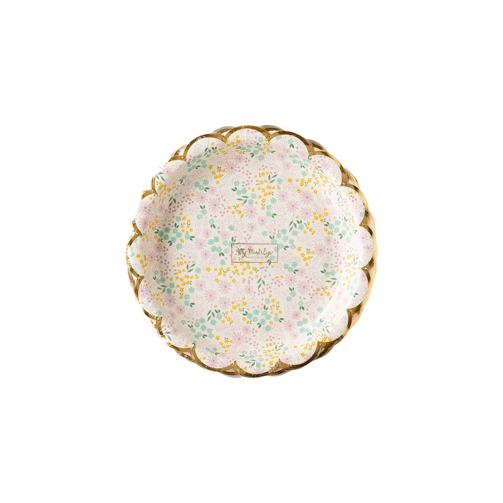 PGB943 - Ditsy Floral Round Scallop 7" Plate