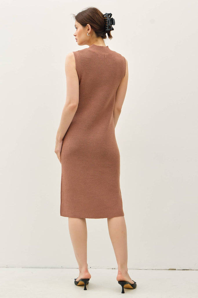 SLEEVELESS MOCK NECK SWEATER DRESS