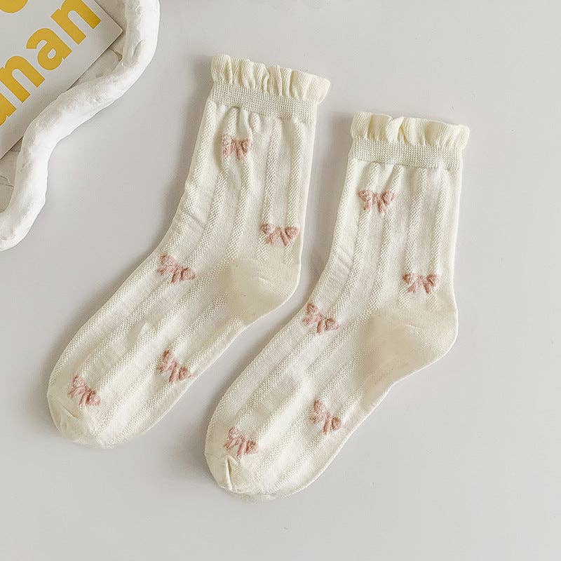 Rufia - White Rolled Edge Socks for Women