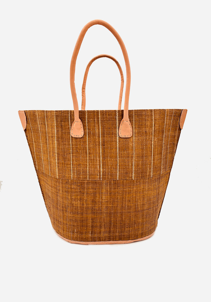 Santa Cruz Two Tone Pinstripes Large Straw Tote Bag