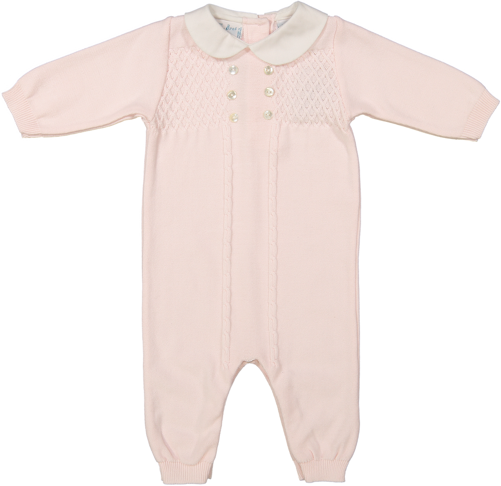 Baby Girls & Boys Diamond Lattice Knit Longall Footie