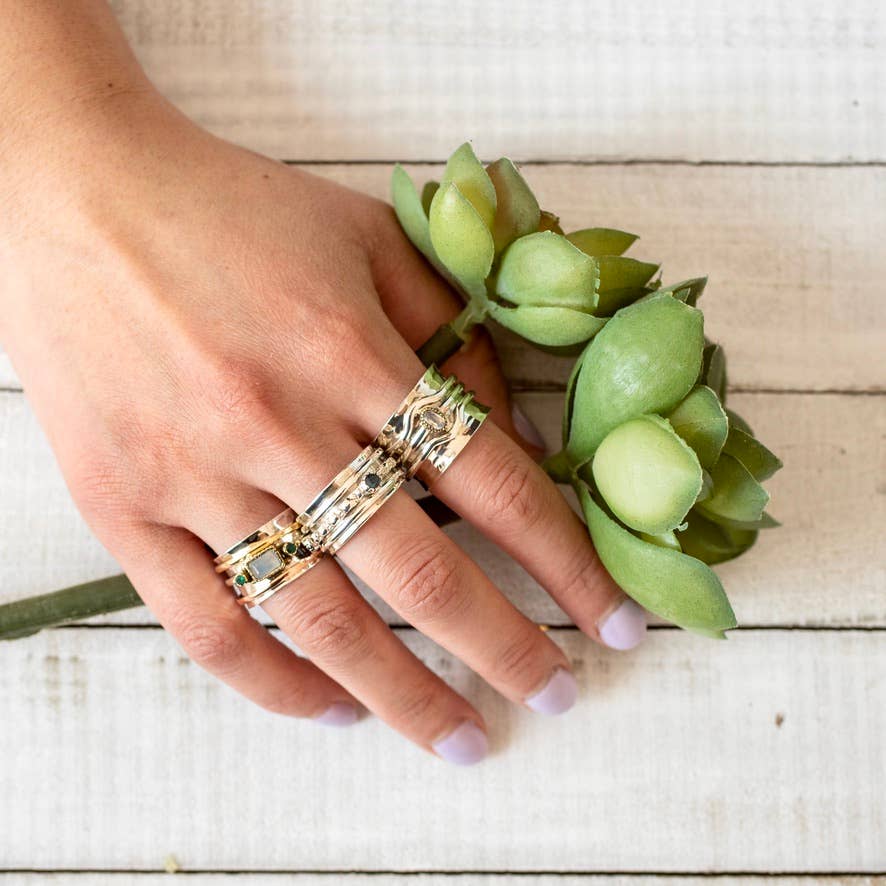 Sterling Silver Cradled Moonstone Spinner Ring