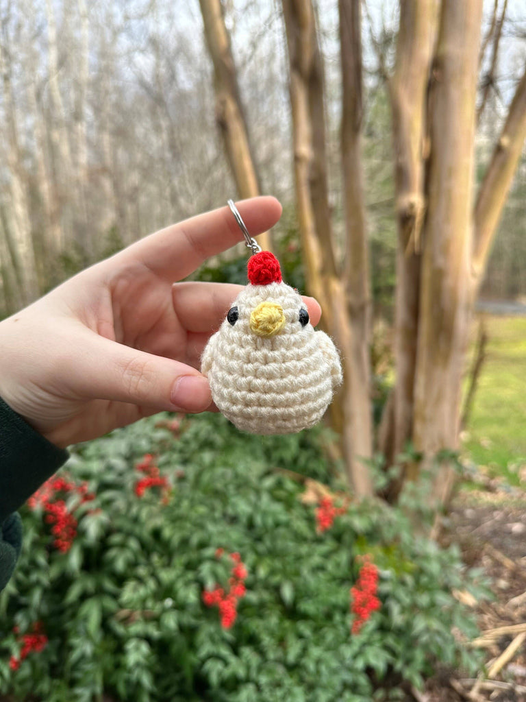 Crochet Chicken Keychain, Amigurumi Animal, Stuffed Keychain