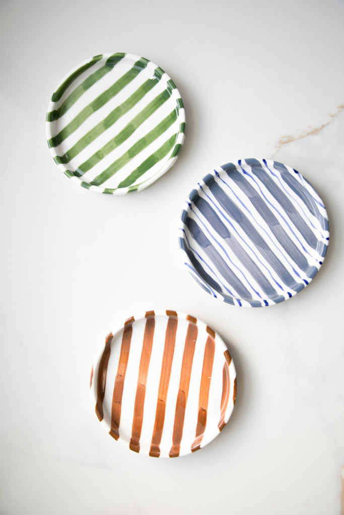 green Striped Plates