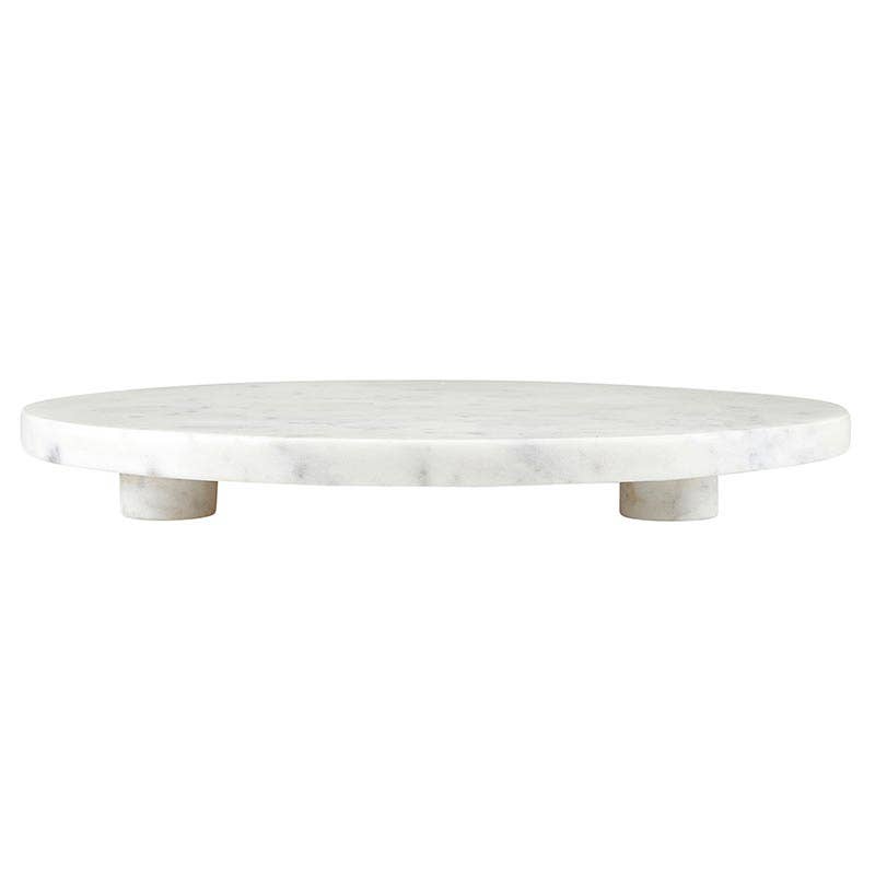 White Marble Footed Tray - 12" Dia