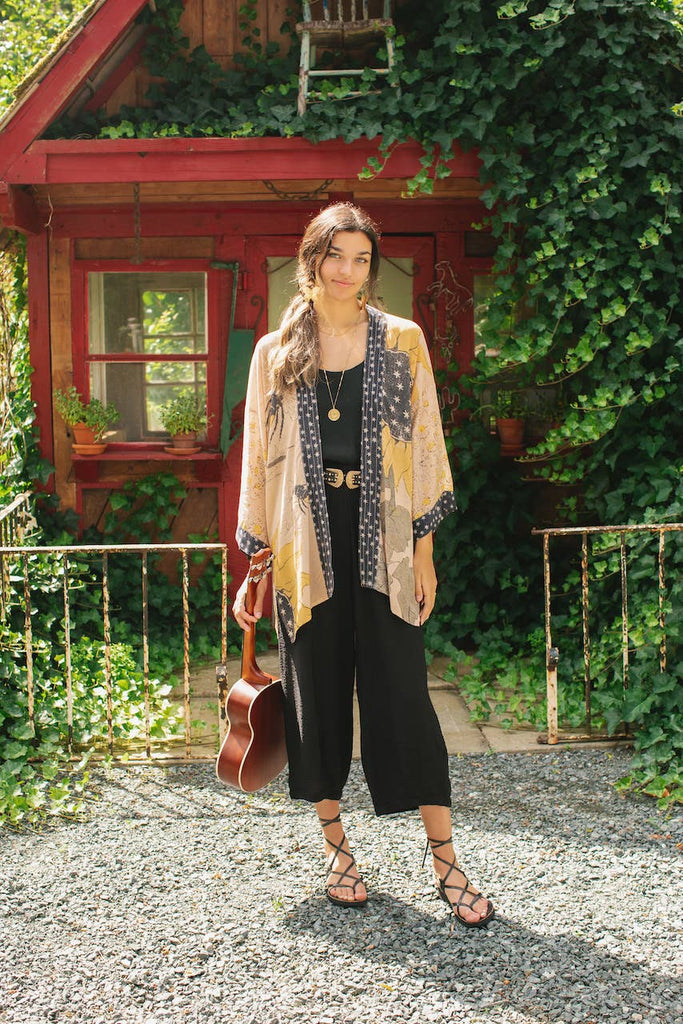 Milk & Honey Bamboo Bohemian Kimono Cardigan with Belt