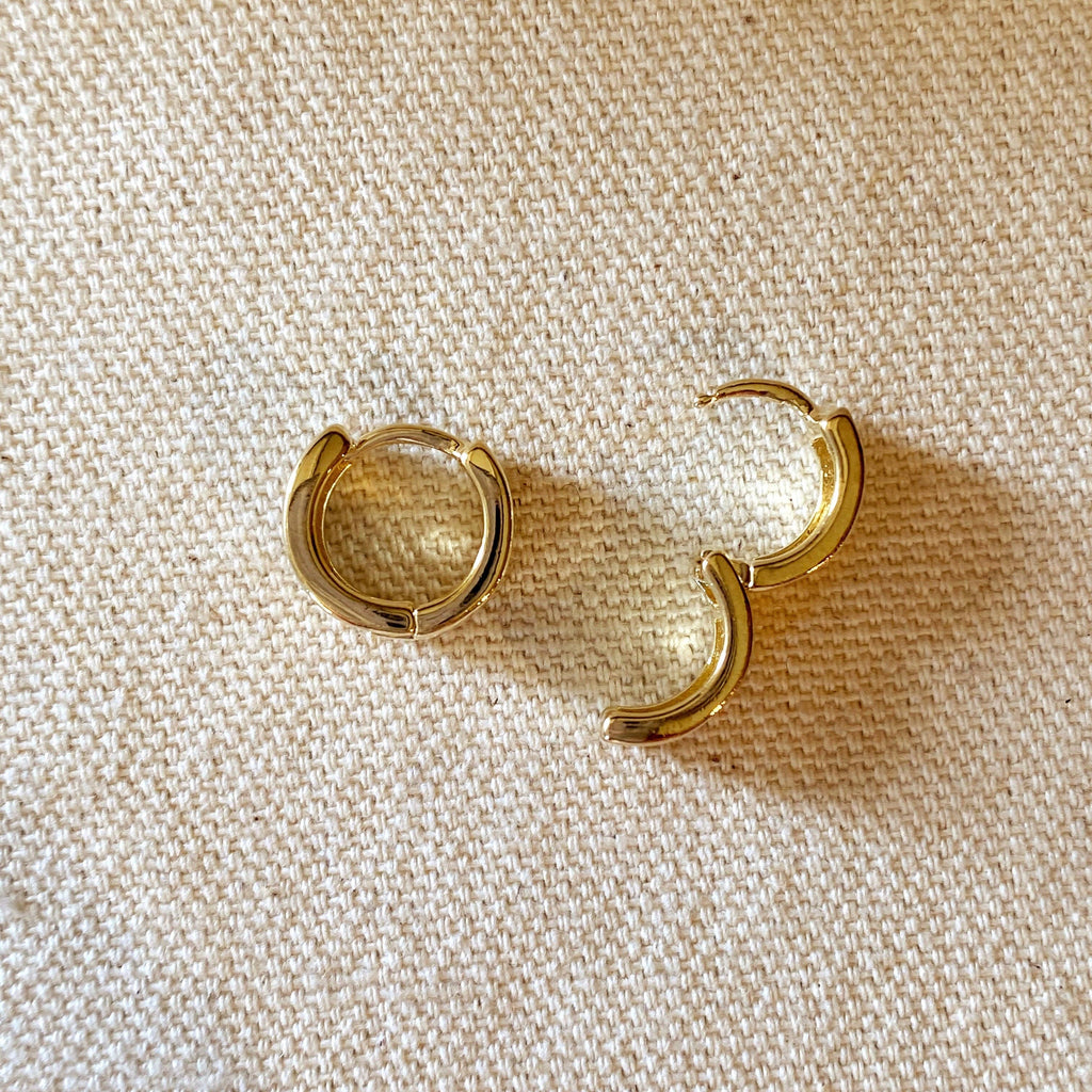 18 kg Gold Chunky Flat Clicker Hoop Earrings