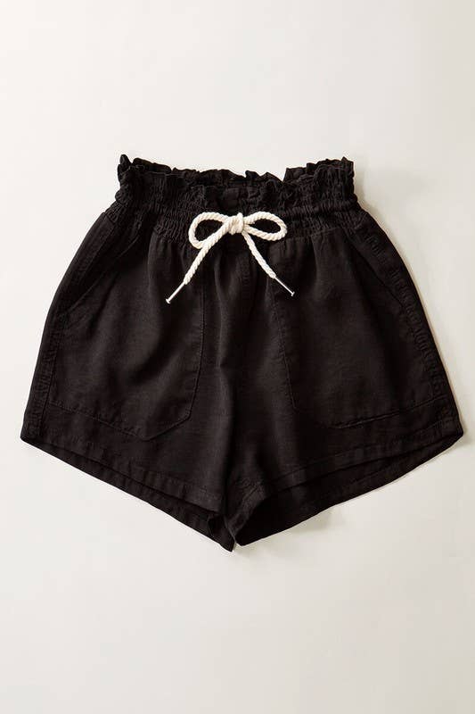 ROPE DRAWSTRING TENCEL SUMMER SHORTS