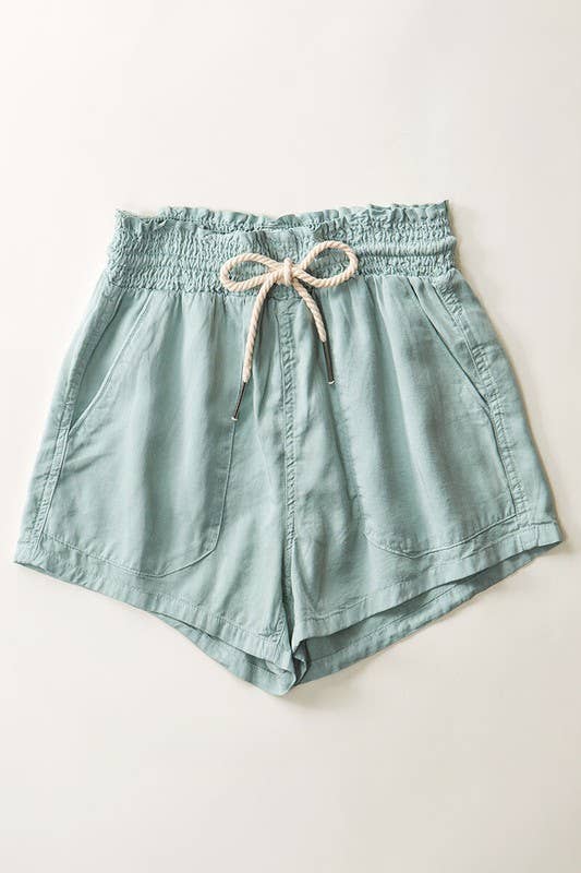 ROPE DRAWSTRING TENCEL SUMMER SHORTS