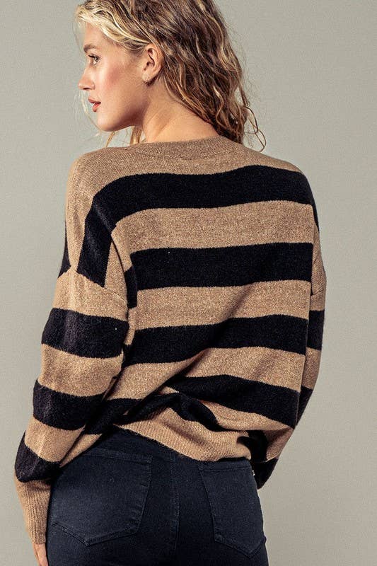 Striped Away Woven Knit Top