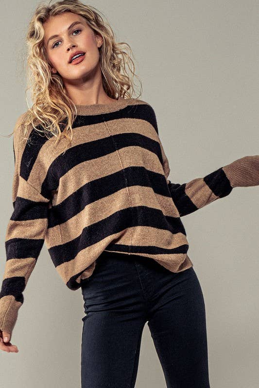 Striped Away Woven Knit Top