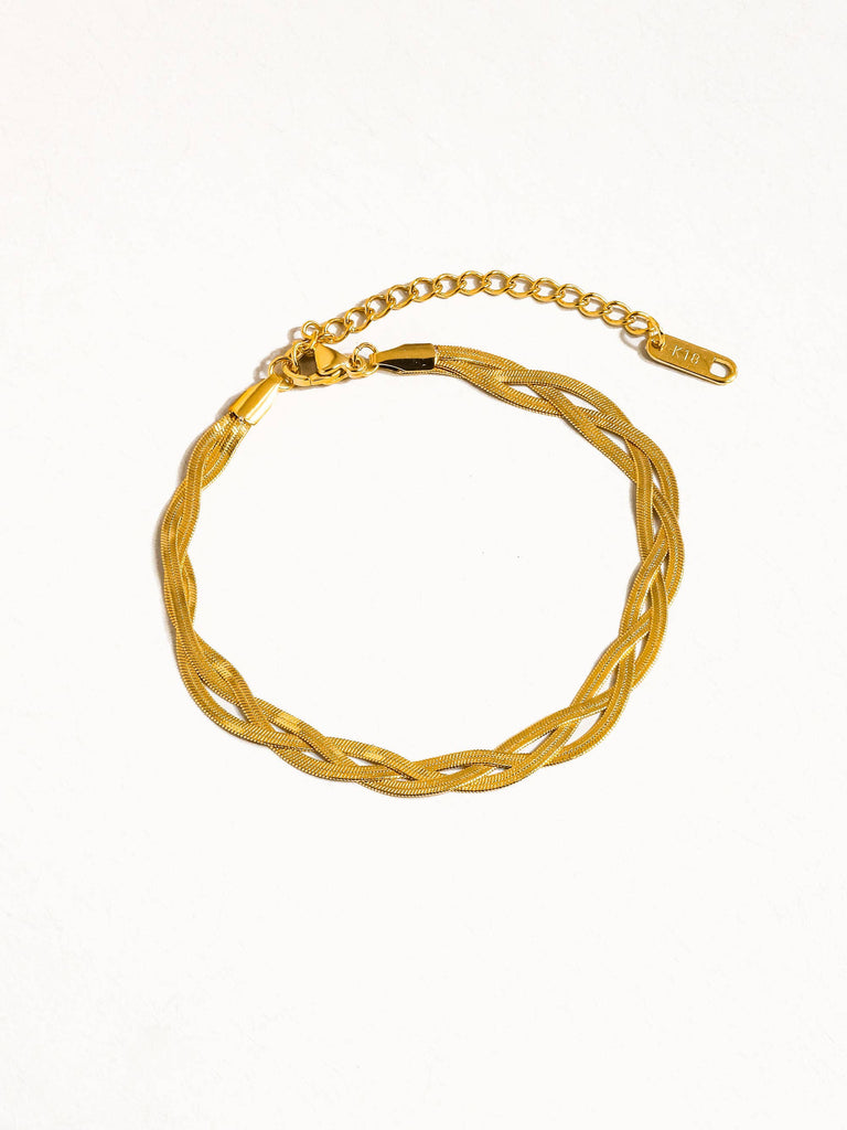 Yvet 18K Gold Non-Tarnish Braided Snake Chain Bracelet