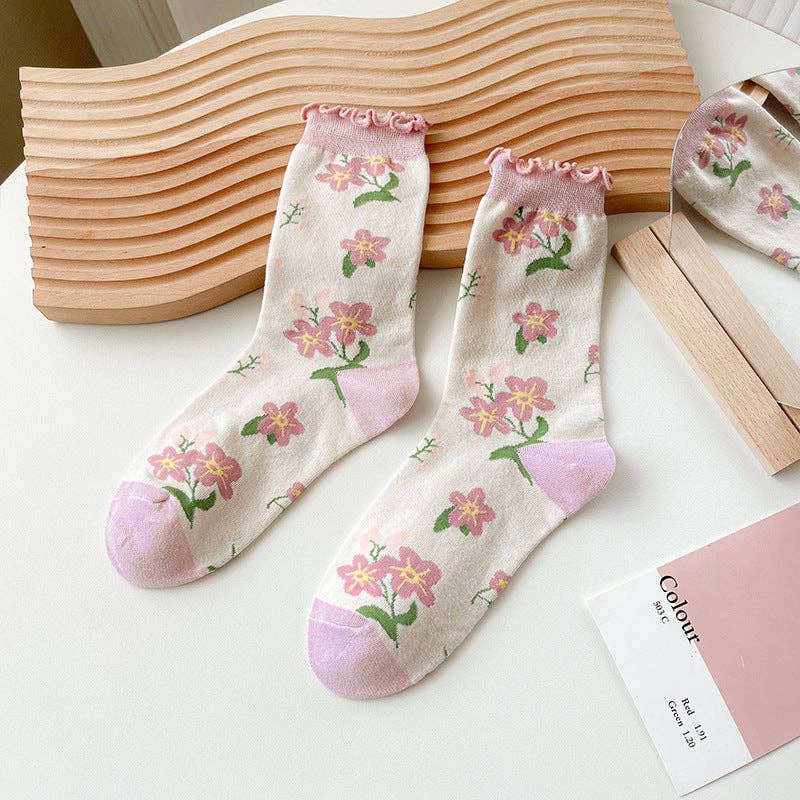 Rufia -  Strawberry Floral Pattern Women's Socks