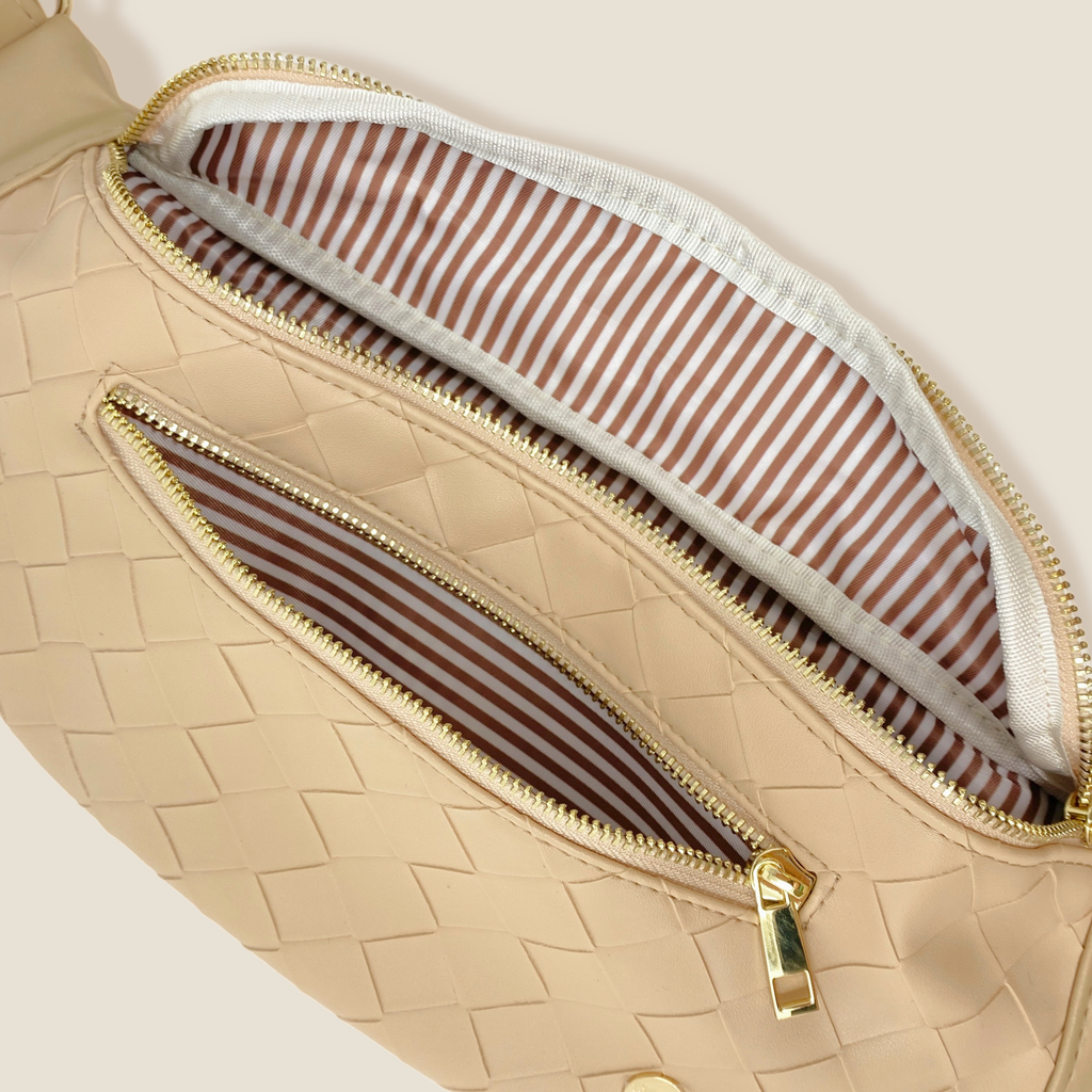 Trendy Luxe Belt Bag - Woven Oat