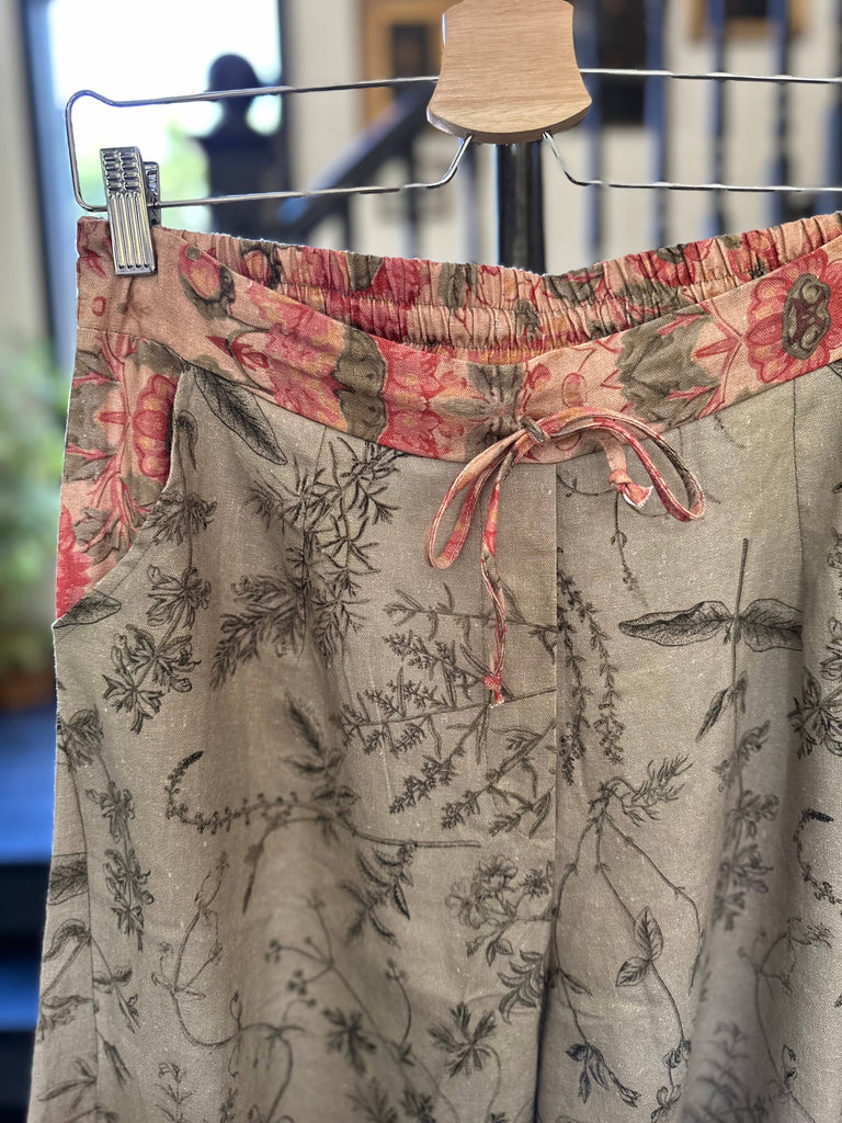 Map of My Heart Printed Boho Artist Pants in Sage