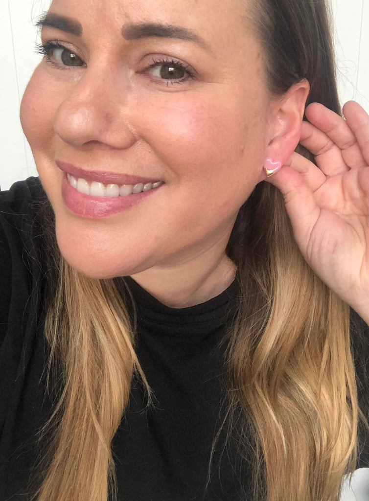 Dusty Pink Heart Earrings On Sterling Silver