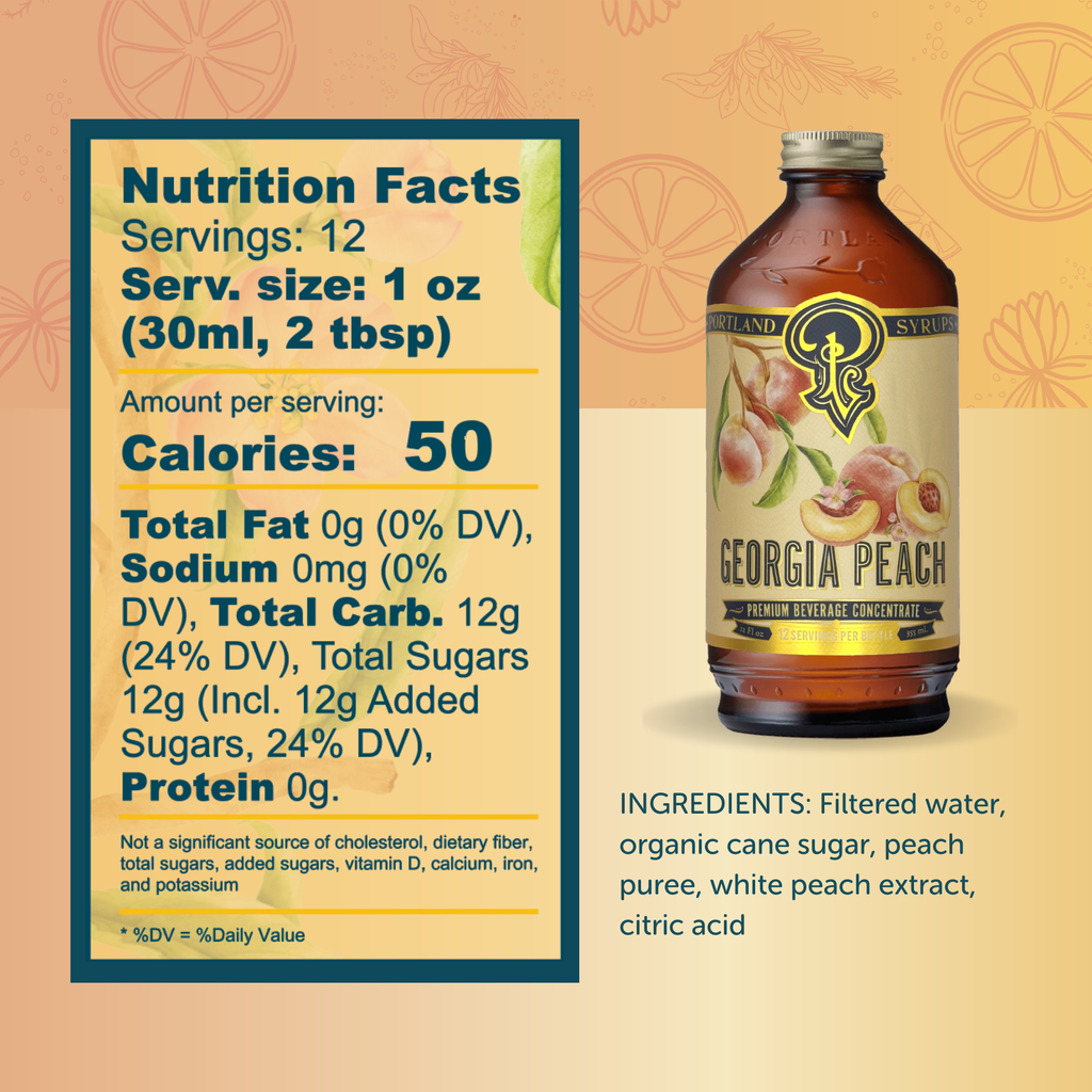 Georgia Peach Syrup 12oz - cocktail / mocktail / Coffee /Tea
